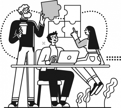 graphic displaying working team digital marketing